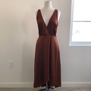 Rust Brown/Orange Silk/Satin French Connection Dress
